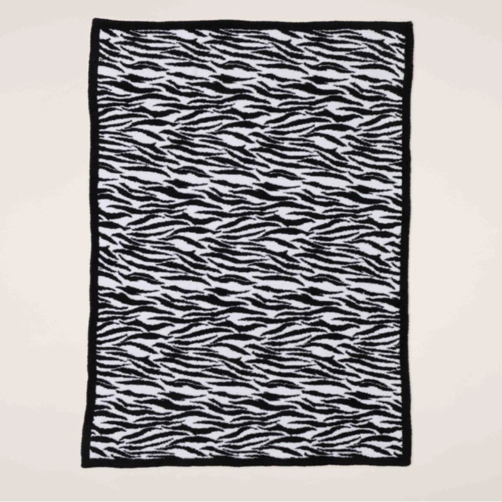 Barefoot Dreams Zebra-Pattern Throw Blanket - Black, White - Picture 3 of 6